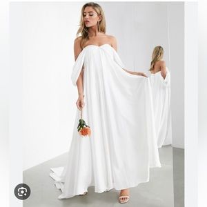 ASOS Jasmine runched busy wedding dress with drape sleeves